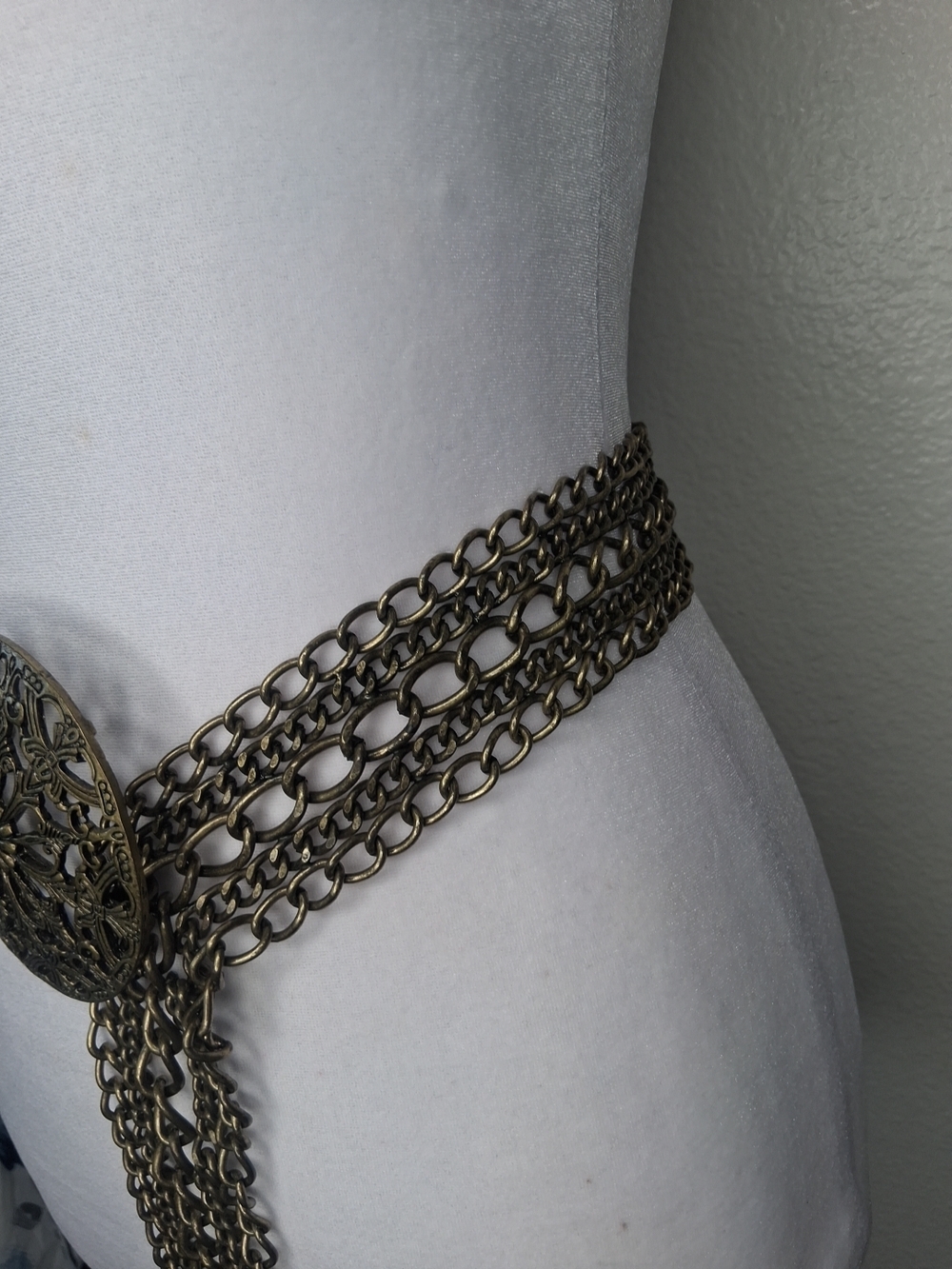Chico's Bronze Multi-Chain Waist Belt Floral Medallion Medieval Festival - Picture 8 of 13
